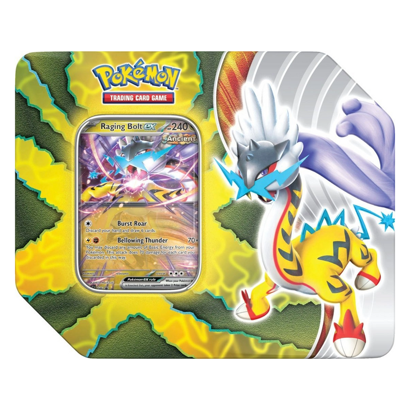 Pokemon TCG: Paradox Destinies Raging Bolt EX Tin - CardVault Store